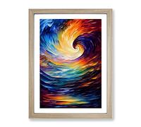 Ocean Wave Abstract No.6 Framed Print | A4 Oak Framed Wall Art | Ready to Hang | Abstract Nautical Picture | Living Room Bedroom Lounge Office