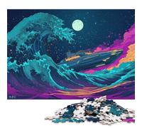 Ocean Wave Adventure Night Scene Jigsaw Puzzles for Adults 1000 Piece High Challenging DIY Large Puzzle Educational Toy Funny Family Games Unique Home Decor 1000pcs (75x50cm)