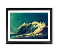 Ocean Wave Art Framed Print | A2 Black Framed Wall Art | Ready to Hang | Modern Nautical Picture | Living Room Bedroom Lounge Office