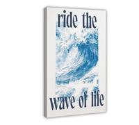 Ocean Wave Art Print_ Indigo Hokusai Style Surf Decor Canvas Poster Bedroom Decor Landscape Office Room Decor Gift 12x18inch(30x45cm)