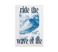 Ocean Wave Art Print_ Indigo Hokusai Style Surf Decor Canvas Poster Wall Art Decor Print Picture Paintings for Living Room Bedroom Decoration 08x12inch(20x30cm)