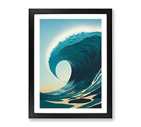 Ocean Wave At Sunrise No.2 Framed Print | A4 Black Framed Wall Art | Ready to Hang | Modern Nautical Picture | Living Room Bedroom Lounge Office
