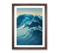 Ocean Wave At Sunrise No.3 Framed Print | A2 Walnut Framed Wall Art | Ready to Hang | Modern Nautical Picture | Living Room Bedroom Lounge Office