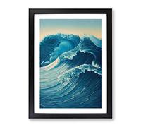 Ocean Wave At Sunrise No.3 Framed Print | A4 Black Framed Wall Art | Ready to Hang | Modern Nautical Picture | Living Room Bedroom Lounge Office