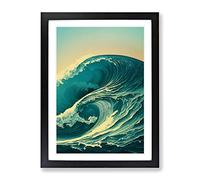 Ocean Wave At Sunrise No.6 Framed Print | A4 Black Framed Wall Art | Ready to Hang | Modern Nautical Picture | Living Room Bedroom Lounge Office