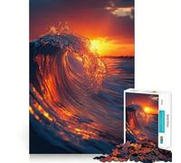 Ocean Wave at Sunset 1000 Piece Jigsaw Puzzles for Teenagers Jigsaw Logic Ability Toy Soft Relax Accurate Cut Cherished Gift (38x52cm)