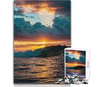 Ocean Wave at Sunset 1000 Piece Jigsaws for Teenagers Logical Thinking Development Game Great Gift for Meaningful Moments Size 38x52cm