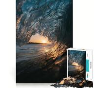 Ocean Wave at Sunset Hard Jigsaw Puzzle for Adults 1000 Pieces Boost Memory Soothing Play Premium Cut Perfect Present (50x75cm)