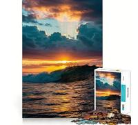 Ocean Wave at Sunset Jigsaw Puzzles 1000 Pieces for Teenagers Recall Boost Serene Time Smooth Cut Elegant Gift (38x52cm)