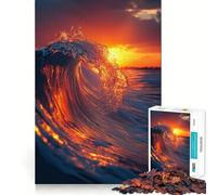 Ocean Wave at Sunset Jigsaw Puzzles for Adults 1000 Pieces Brain Workout Toy Relaxing Fun Art Assembly (50x75cm)