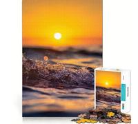 Ocean Wave at Sunset Jigsaw Puzzles for Adults 1000 Pieces Fine Logic Toy Casual Relax Neat Edge Fine Art Piece (38x26cm)