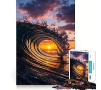 Ocean Wave at Sunset Jigsaw Puzzles1000 Pieces Mind Skill Toy Soothing Play Precision Cut Art Collection Piece (38x52cm)