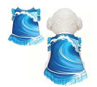 Ocean Wave Blue M Pet Apparel for Small Dogs-Cute Summer Outfit for Puppy, Soft Breathable Pet Clothes for Cat