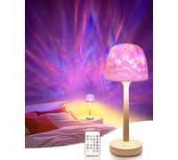 Ocean Wave Cordless Projector Light, RGB Color Changing Table Lamp, Portable Battery Night Light LED Aurora Projector with Remote Control for Bedroom Living Room Game Party Atmosphere Lights
