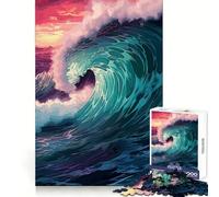 Ocean Wave Crash Poster Jigsaw 1000 Pieces for Teenagers Mental Focus Stress Relief Fun Snug Fit Heartfelt Gift size 38x52cm