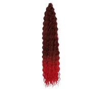 Ocean Wave Crochet,3 Packs Deep Braiding Hairs,Deep Curly Twist Crochet Hair for Daily Use(T1B-Red,22inch-55cm)