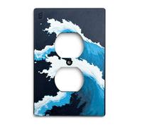 Ocean Wave Decorative Wall Plate Cover, 3D Printed ABS Light Switch & Duplex Outlet Cover, Coastal Ocean Decor Wall Plate for Bedroom, Living Room, Home Office (Duplex Outlet)