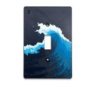 Ocean Wave Decorative Wall Plate Cover, 3D Printed ABS Light Switch & Duplex Outlet Cover, Coastal Ocean Decor Wall Plate for Bedroom, Living Room, Home Office (Toggle Switch)