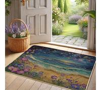 Ocean Wave Doormat, Blue Shells Door Mat for Outdoor & Indoor Entrance Summer Decor, Rubber Waterproof Non-Slip Dust Absorbent Front Doormat, Easy Clean 29x17 Inch