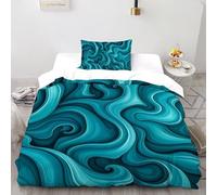 Ocean Wave Fusion Bedding Set Digital Printe Theme Duvet Cover Set 2 Pieces Microfiber Comforter Cover for Boys & Girls with Pillowcase Single(135x200cm)