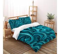 Ocean Wave Fusion Bedding Set Digital Printe Theme Duvet Cover Set 3 Pieces Microfiber Comforter Cover for Boys & Girls with Pillowcase King(220x240cm)