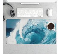 Ocean Wave Gaming Mouse Pad 12x24 Inch Desk Pad Protector Waterproof Non-Slip Rubber Base Keyboard Mat Extra Large Desktop Mat for Office Home Computer Laptop Table Accessory