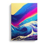 Ocean Wave In Colour No.1 Abstract Blue, Peach, Blue Canvas Print | Gallery Wrapped 30mm Frame Wall Art | 30x20 inches | Ready to Hang | Abstract Seascape Picture | Living Room Bedroom Lounge Office