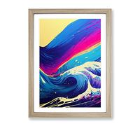 Ocean Wave In Colour No.1 Abstract Framed Print | A3 Oak Framed Wall Art | Ready to Hang | Abstract Nautical Picture | Living Room Bedroom Lounge Office