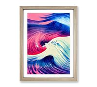 Ocean Wave In Colour No.2 Abstract Framed Print for Living Room Bedroom Home Office Décor, Wall Art Picture Ready to Hang, Oak A2 Frame (64 x 46 cm)