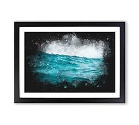 Ocean Wave in Morocco Paint Splash Framed Print | A2 Black Framed Wall Art | Ready to Hang | Modern Nautical Picture | Living Room Bedroom Lounge Office