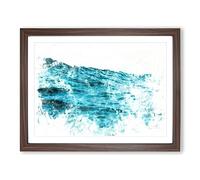 Ocean Wave In Morocco Watercolour Modern Framed Print | A4 Walnut Framed Wall Art | Ready to Hang | Modern Nautical Picture | Living Room Bedroom Lounge Office