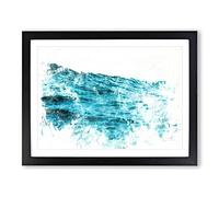 Ocean Wave In Morocco Watercolour Modern Framed Wall Art Print, Ready to Hang Picture for Living Room Bedroom Home Office Décor, Black A3 (46 x 34 cm)