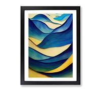 Ocean Wave Modern Art No.3 Abstract Framed Print | A4 Black Framed Wall Art | Ready to Hang | Abstract Nautical Picture | Living Room Bedroom Lounge Office
