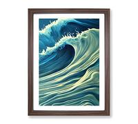 Ocean Wave No.1 Framed Print | A3 Walnut Framed Wall Art | Ready to Hang | Modern Nautical Picture | Living Room Bedroom Lounge Office