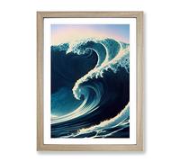Ocean Wave No.6 Framed Print | A4 Oak Framed Wall Art | Ready to Hang | Modern Nautical Picture | Living Room Bedroom Lounge Office