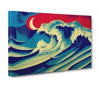 Ocean Wave Painted Canvas Wall Art Print 30x20 Inch