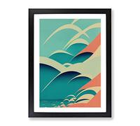 Ocean Wave Pop Art No.1 Framed Print for Living Room Bedroom Home Office Décor, Wall Art Picture Ready to Hang, Black A3 Frame (34 x 46 cm)