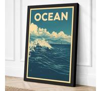 Ocean Wave Poster Vintage Canvas Wall Art Print 30x20 Inch