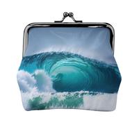 Ocean Wave Print Stylish Unique Coin Purse Cute Mini Wallet with Kiss Lock Waterproof for Coins
