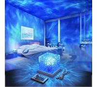 Ocean Wave Projector Light, 16-Color LED Shower Lamp with Remote, 3D Holographic Water Ripple Romantic Ambient Lighting for Child's Room Bedroom, Bathroom & Night Light