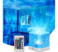 Ocean Wave Projector Light,16 Colors Water Ripple Romantic Ambient Lighting Northern Lights Projector with Remote for Bed Room Decor Meditation Relaxation Night Lights