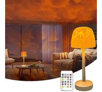 Ocean Wave Projector Light, 2 in 1 RGB Color Table Lamp, USB Rechargeable Cordless Night Light Aurora Projector with Remote Control for Living Room Bedroom Decor (White)