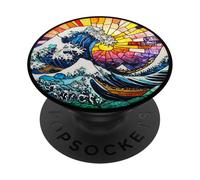 Ocean Wave Rising Sun Seascape Round Artwork PopSockets Adhesive PopGrip