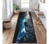 Ocean Wave Runner Rug, Coastal Beach Kitchen Rug, Washable Carpet Runner Non-Slip Short Pile Carpet For Entryways Bedroom Laundry 60x220cm