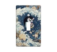 Ocean Wave Switch Cover Plates, Nautical Blue Shells for Summer Wall Accents, Decorative Wall Plates, Standard Size