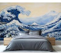 Ocean Wave Wallpapers Yellow Sky White Clouds Pattern Wallpaper Mountain Wallpaper Murals Natural Landscape Wall Paper for Kids Bedroom Living Room Art Paintings Mural Poster 280X200cm