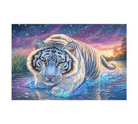 Ocean Wave White Tiger 1000 Piece Complete Jigsaw Puzzle Set Feline Ripple Glow Teens Beginners Educational Challenge Puzzle Fans Group Play Anniversary Quality Material 1000 PCS