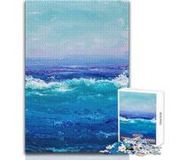 Ocean Waves Abstract Painting Teenagers 1000 Pieces Puzzle Educational Reasoning Skill Game Ideal Thoughtful Gift for All Events Size 50x75cm