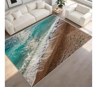 Ocean Waves and Beach Scenery Non-Slip Flannel Rug 180x270 cm Area Rugs 3D Pebble Beach Soft Low Pile Indoor Carpet Suitable for Bedrooms Studies Living Rooms and Hallways (6x9ft) c-167