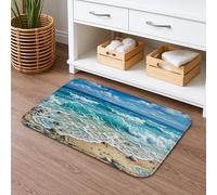 Ocean Waves Artistic Quick Dry Bath Mat, Realistic Beach Scene Absorbent Non Slip Shower Mat, Summer Coastal Washable Bath Rugs for Bathroom Toilet Restroom Decorative 20x32 Inch
